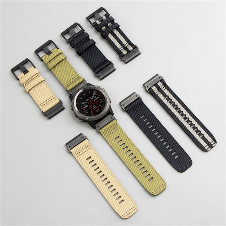 For Garmin Fenix E 47mm Nylon Canvas Quick Release 22mm Watch Band
