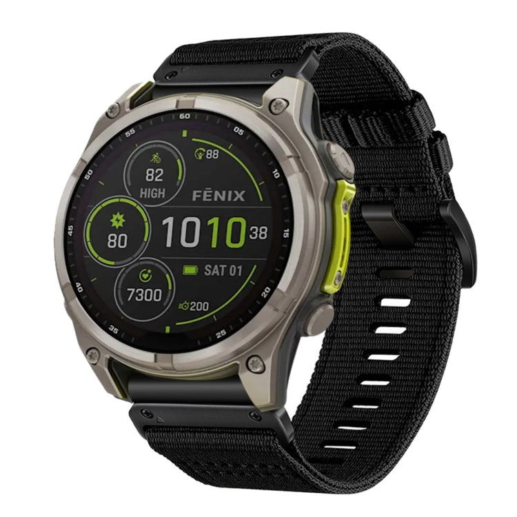For Garmin Fenix 8 MIP 51mm Nylon Canvas Quick Release 26mm Watch Band