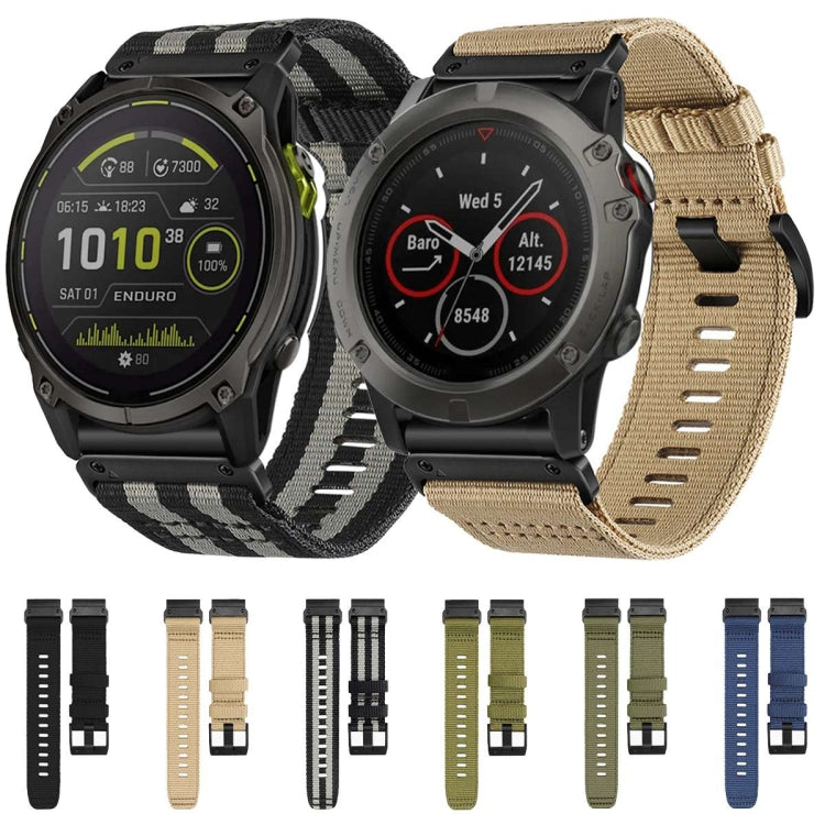 For Garmin Enduro 3 Nylon Canvas Quick Release 26mm Watch Band