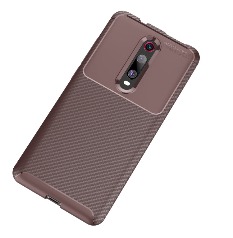 Carbon Fiber Texture Shockproof TPU Case for Xiaomi Redmi K20 / K20 Pro(Brown)