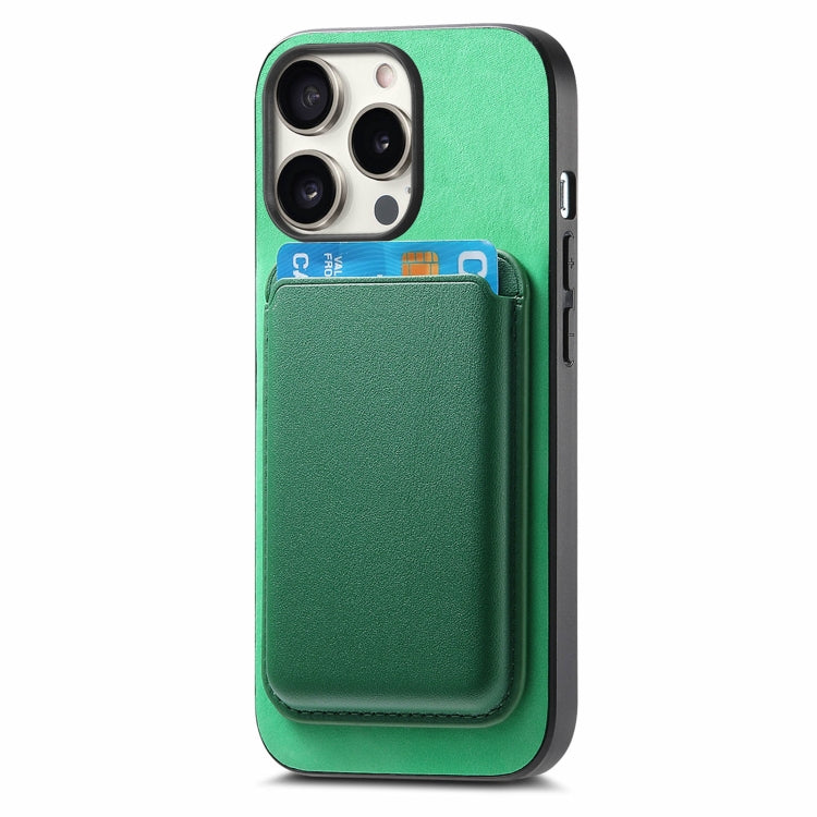 For iPhone 16 Pro Max Retro Magsafe Card Bag PU Back Cover Phone Case
