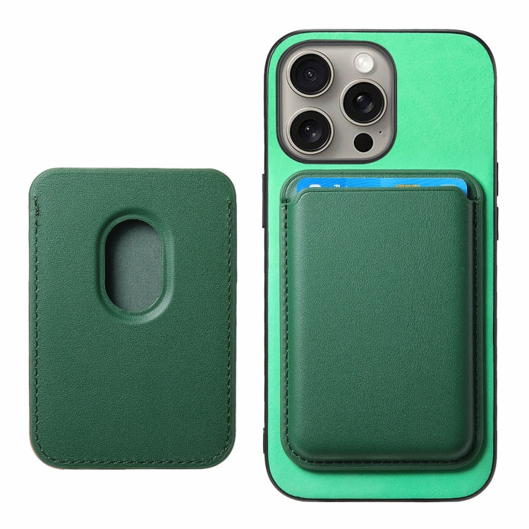 For iPhone 16 Pro Max Retro Magsafe Card Bag PU Back Cover Phone Case