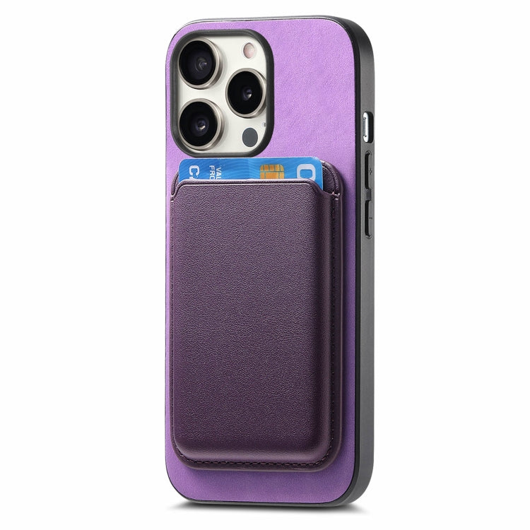 For iPhone 16 Pro Retro Magsafe Card Bag PU Back Cover Phone Case