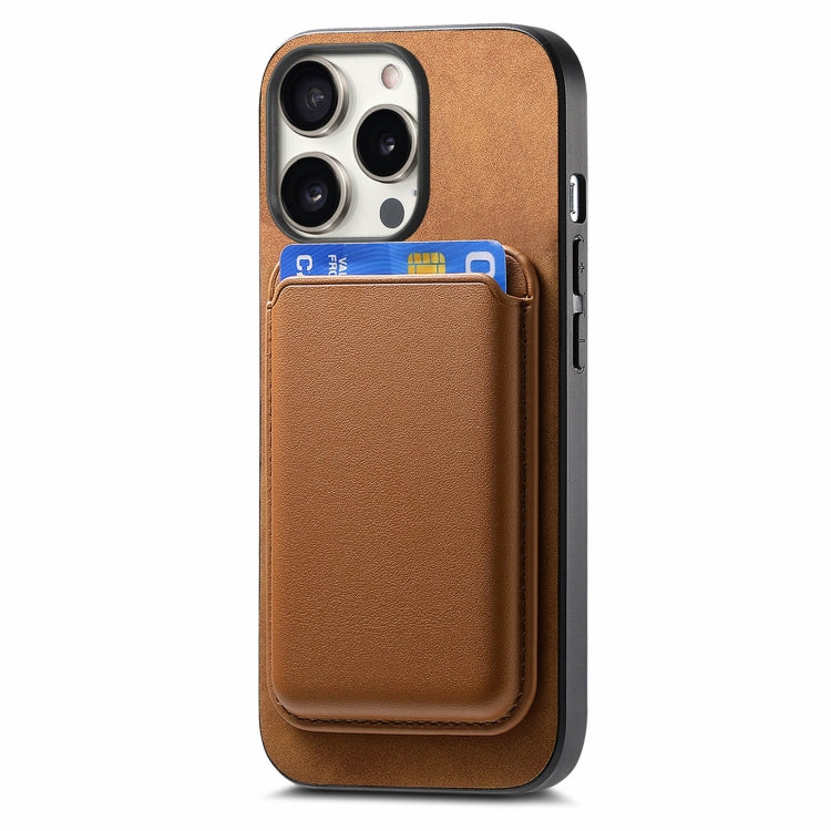 For iPhone 16 Pro Retro Magsafe Card Bag PU Back Cover Phone Case