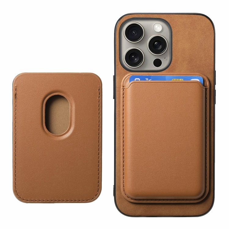 For iPhone 16 Pro Retro Magsafe Card Bag PU Back Cover Phone Case