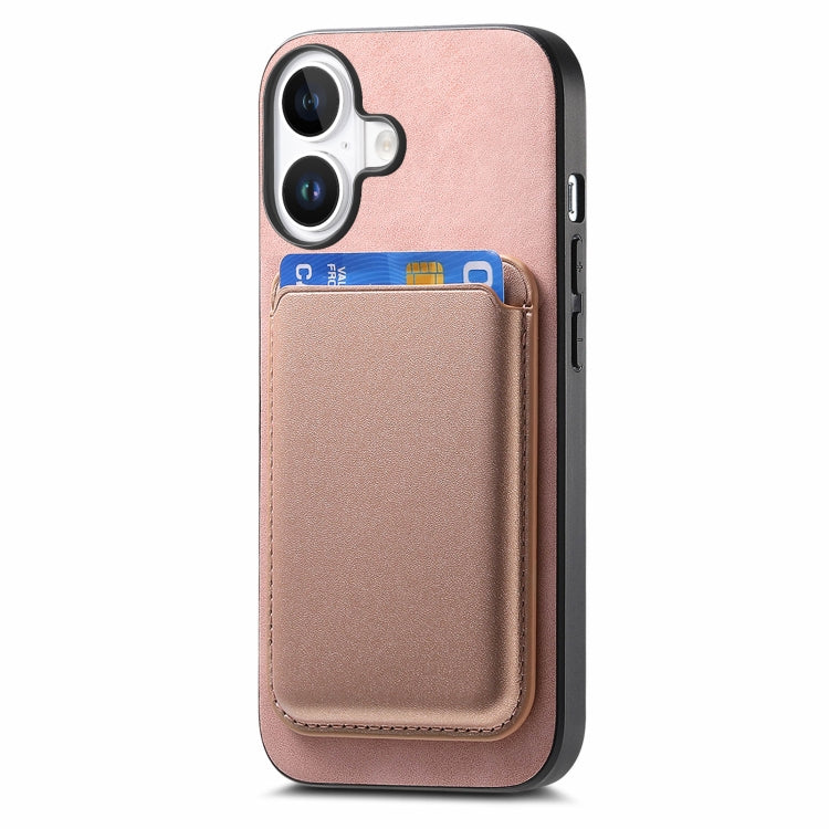 For iPhone 16 Plus Retro Magsafe Card Bag PU Back Cover Phone Case