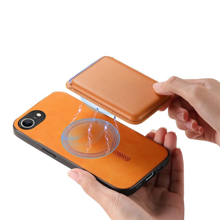 For iPhone 17e / 16e Retro Magsafe Card Bag PU Back Cover Phone Case