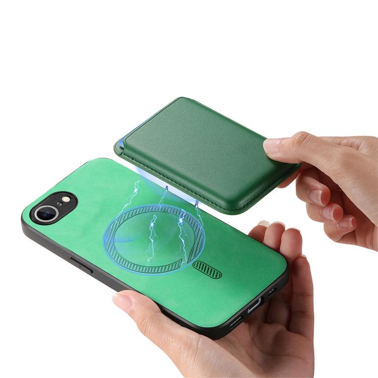 For iPhone 17e / 16e Retro Magsafe Card Bag PU Back Cover Phone Case