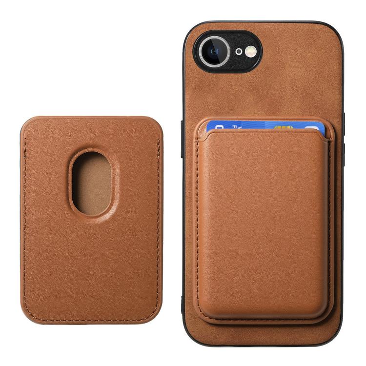 For iPhone 17e / 16e Retro Magsafe Card Bag PU Back Cover Phone Case