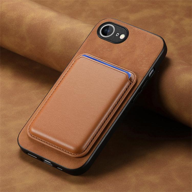 For iPhone 17e / 16e Retro Magsafe Card Bag PU Back Cover Phone Case