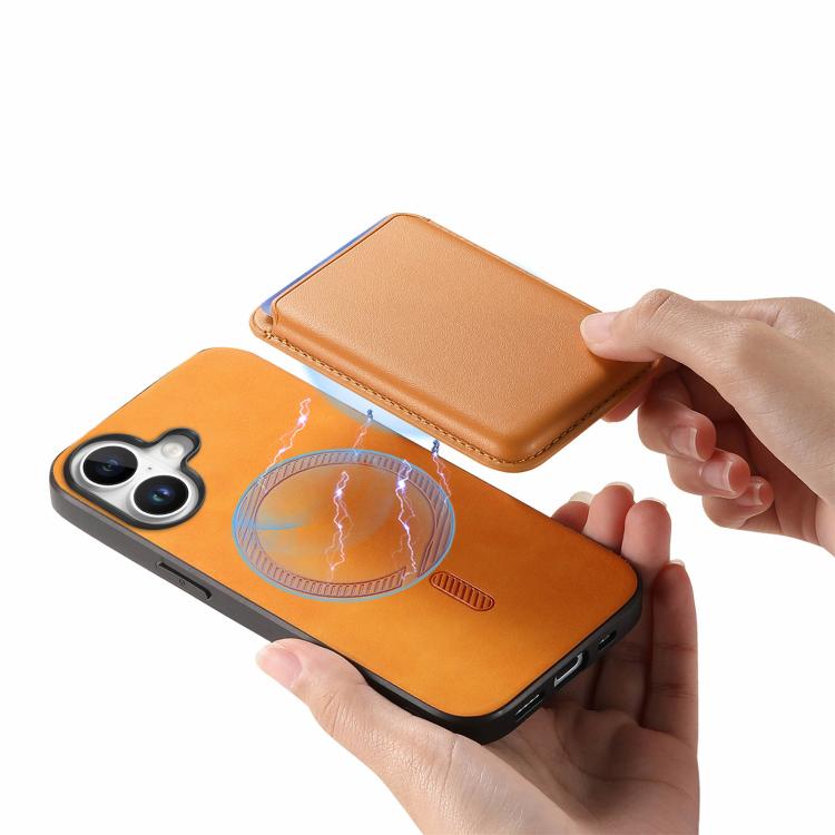 For iPhone 17 Retro Magsafe Card Bag PU Back Cover Phone Case