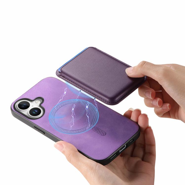 For iPhone 17 Retro Magsafe Card Bag PU Back Cover Phone Case