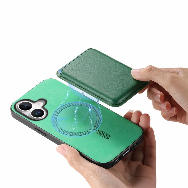 For iPhone 17 Retro Magsafe Card Bag PU Back Cover Phone Case