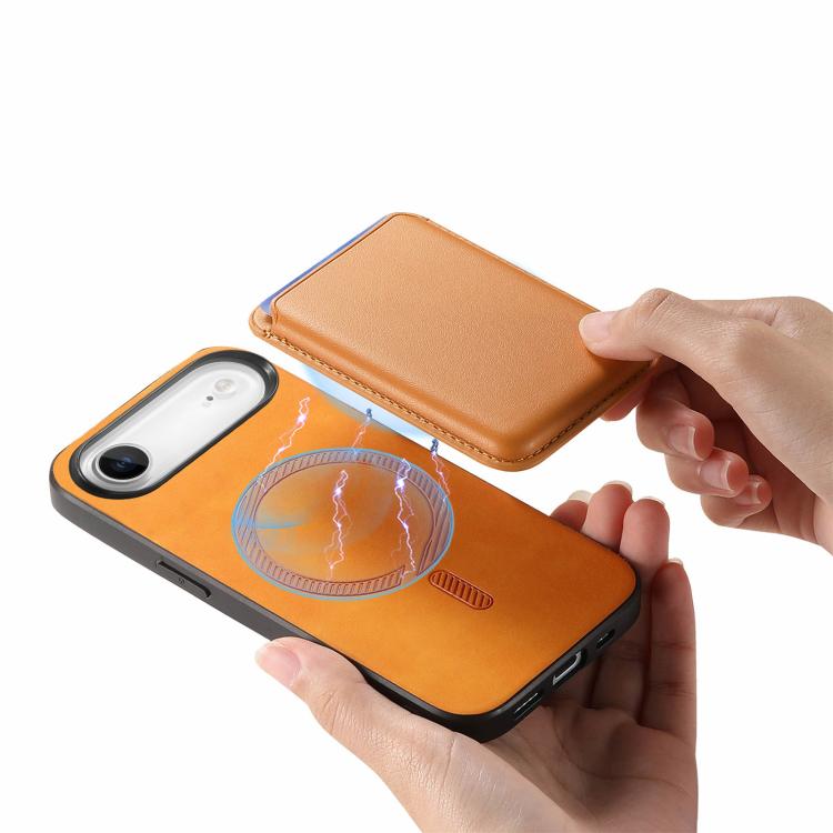 For iPhone Air Retro Magsafe Card Bag PU Back Cover Phone Case