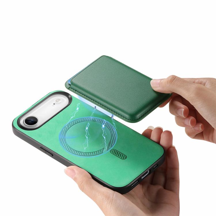 For iPhone Air Retro Magsafe Card Bag PU Back Cover Phone Case
