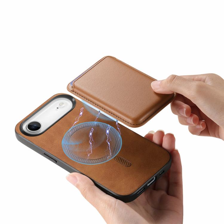 For iPhone Air Retro Magsafe Card Bag PU Back Cover Phone Case