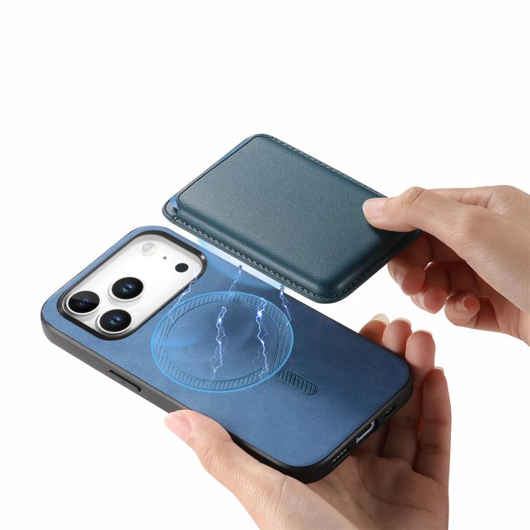For iPhone 17 Pro Retro Magsafe Card Bag PU Back Cover Phone Case