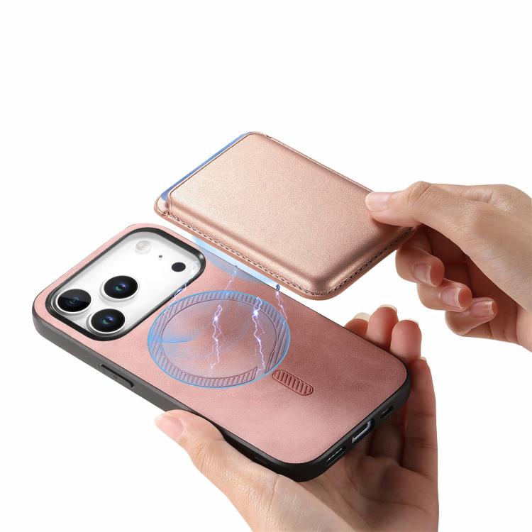 For iPhone 17 Pro Retro Magsafe Card Bag PU Back Cover Phone Case
