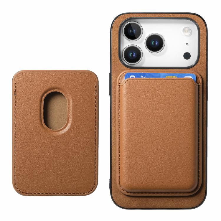 For iPhone 17 Pro Retro Magsafe Card Bag PU Back Cover Phone Case