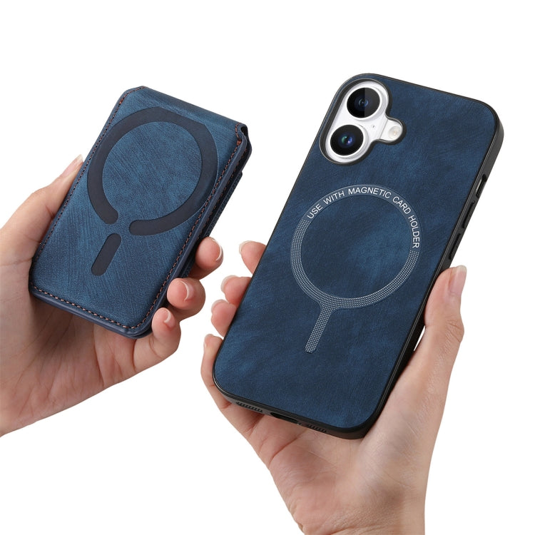 For iPhone 16 Retro Splitable Magnetic Stand Card Bag Leather Phone Case