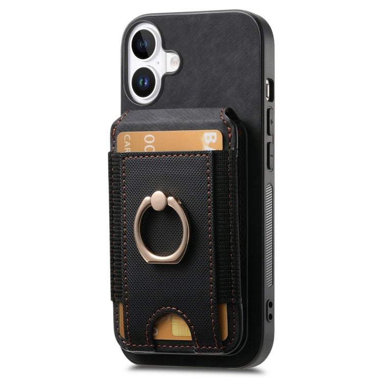 For iPhone 16 Retro Splitable Magnetic Stand Card Bag Leather Phone Case