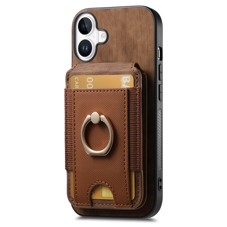 For iPhone 16 Retro Splitable Magnetic Stand Card Bag Leather Phone Case