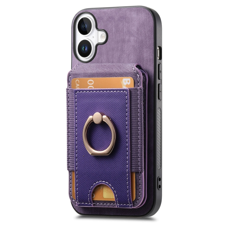 For iPhone 16 Plus Retro Splitable Magnetic Stand Card Bag Leather Phone Case