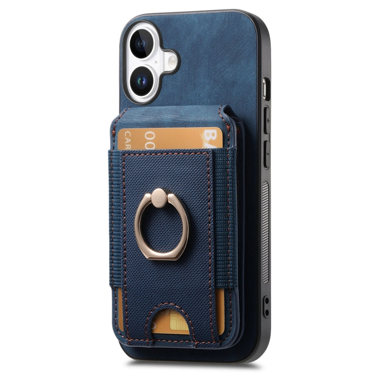 For iPhone 16 Plus Retro Splitable Magnetic Stand Card Bag Leather Phone Case