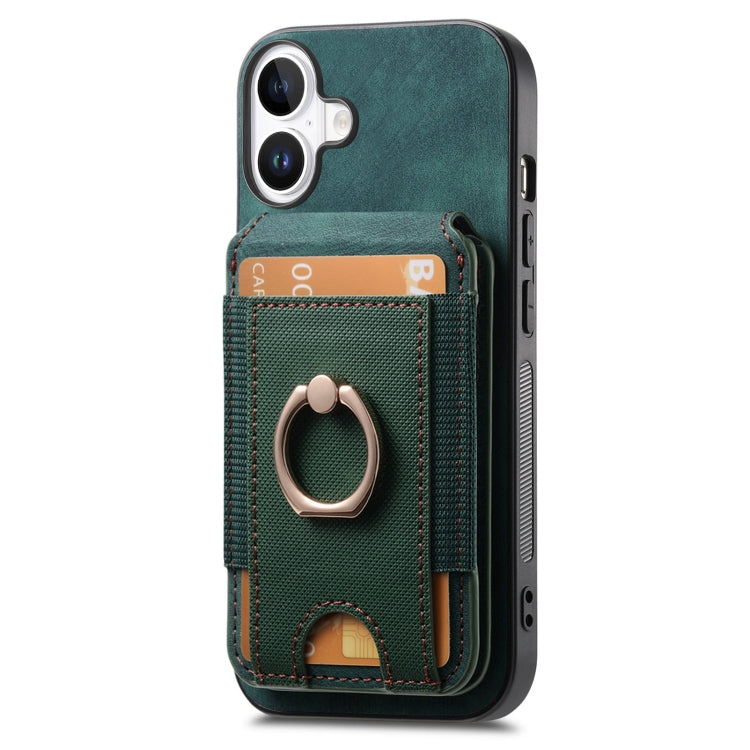 For iPhone 16 Plus Retro Splitable Magnetic Stand Card Bag Leather Phone Case