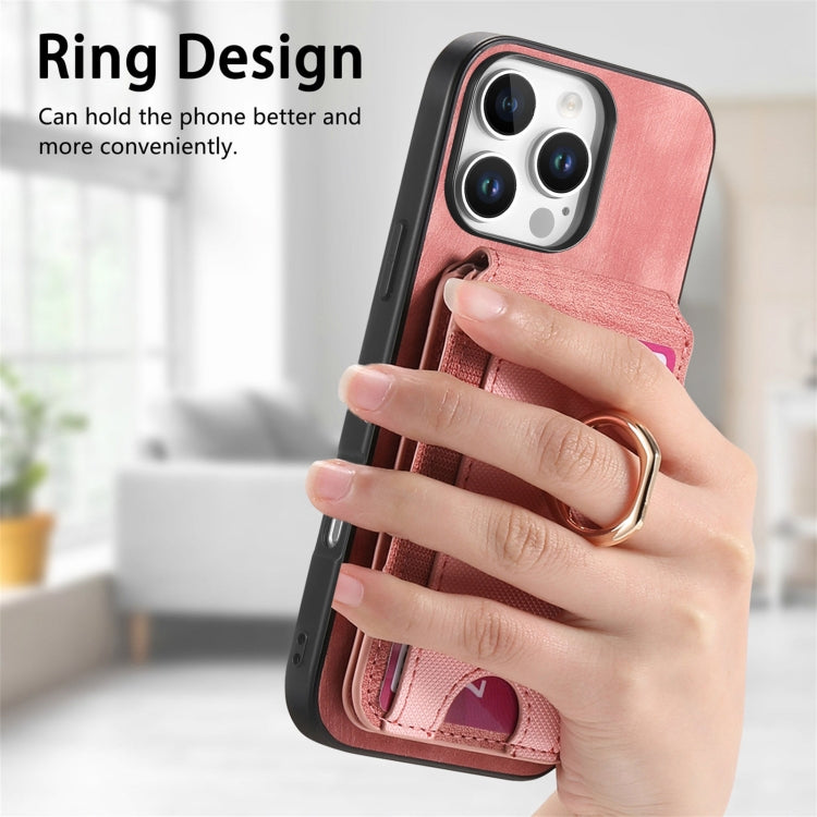 For iPhone 16 Pro Retro Splitable Magnetic Stand Card Bag Leather Phone Case
