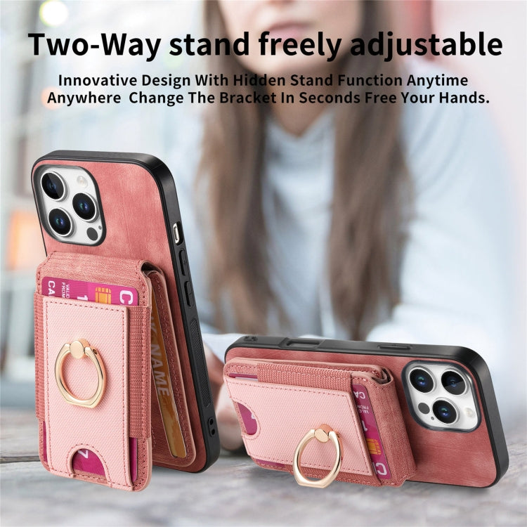 For iPhone 16 Pro Retro Splitable Magnetic Stand Card Bag Leather Phone Case
