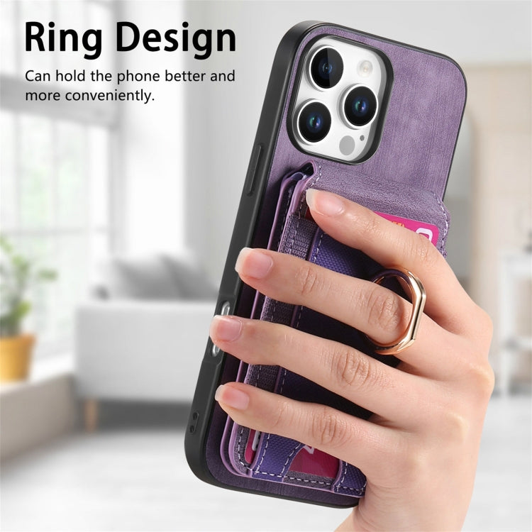 For iPhone 16 Pro Retro Splitable Magnetic Stand Card Bag Leather Phone Case