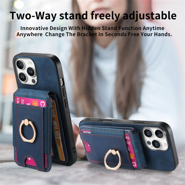 For iPhone 16 Pro Retro Splitable Magnetic Stand Card Bag Leather Phone Case