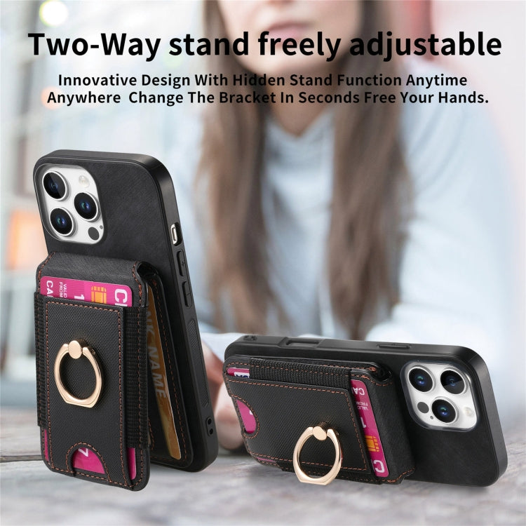 For iPhone 16 Pro Retro Splitable Magnetic Stand Card Bag Leather Phone Case