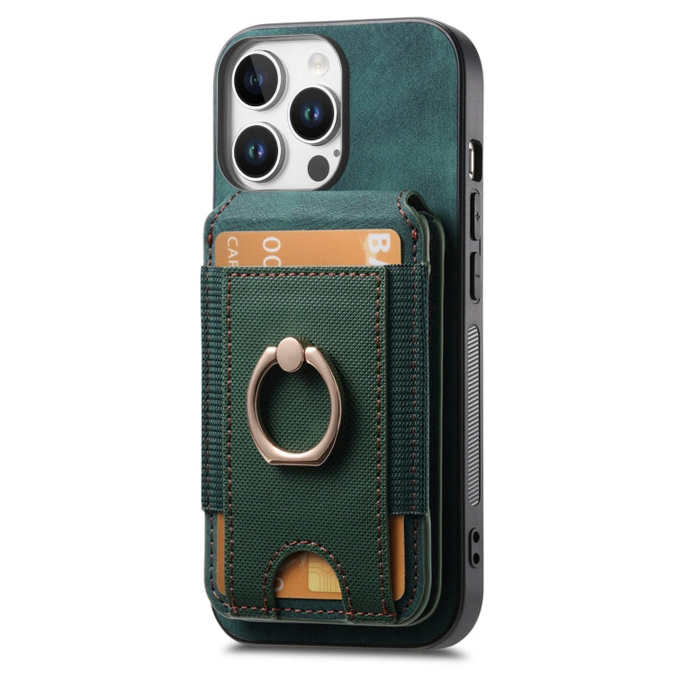For iPhone 16 Pro Retro Splitable Magnetic Stand Card Bag Leather Phone Case