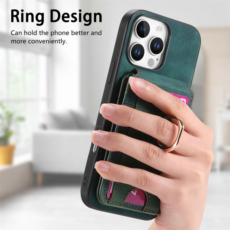 For iPhone 16 Pro Retro Splitable Magnetic Stand Card Bag Leather Phone Case
