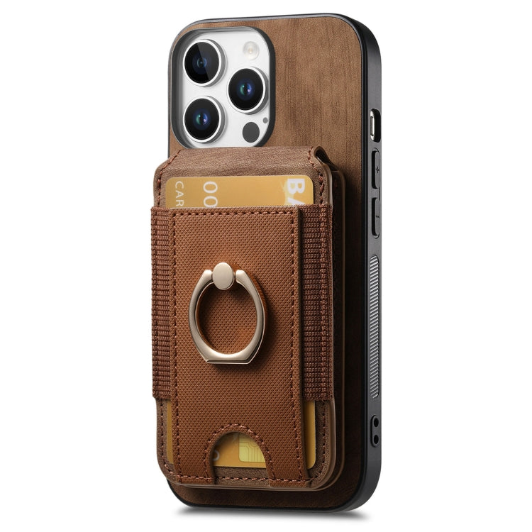 For iPhone 16 Pro Retro Splitable Magnetic Stand Card Bag Leather Phone Case
