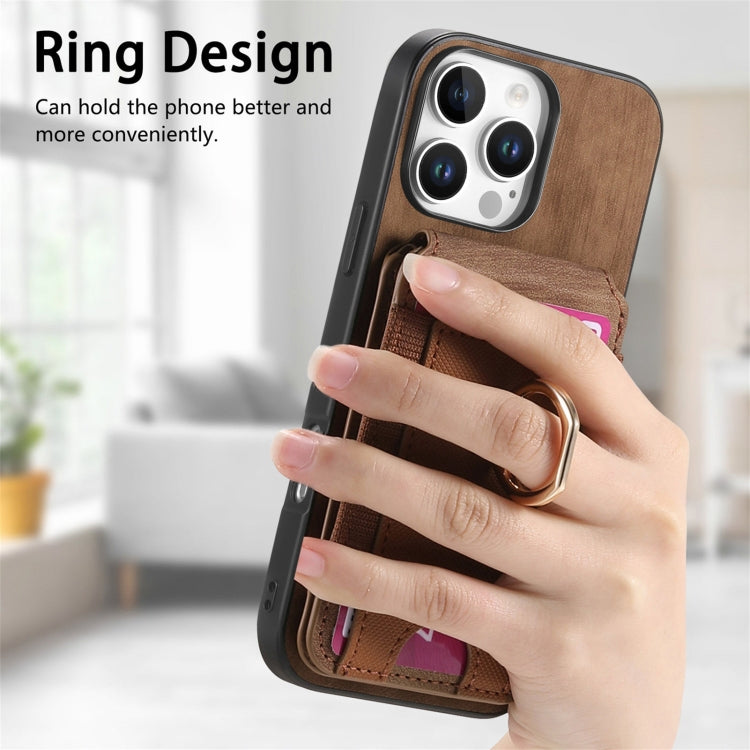 For iPhone 16 Pro Retro Splitable Magnetic Stand Card Bag Leather Phone Case