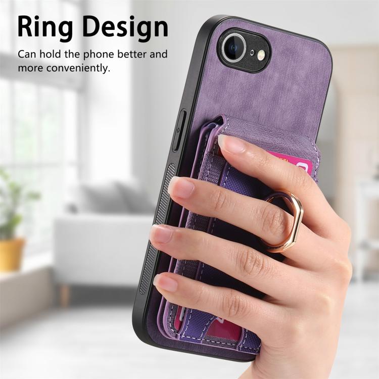 For iPhone 17e / 16e Retro Splitable Magnetic Stand Card Bag Leather Phone Case