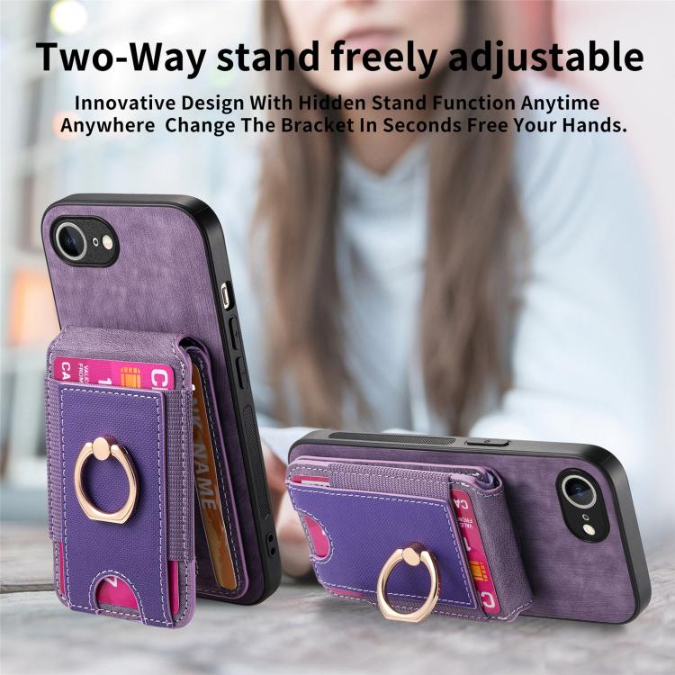 For iPhone 17e / 16e Retro Splitable Magnetic Stand Card Bag Leather Phone Case