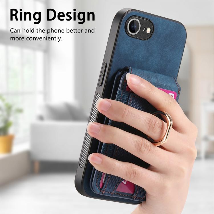 For iPhone 17e / 16e Retro Splitable Magnetic Stand Card Bag Leather Phone Case