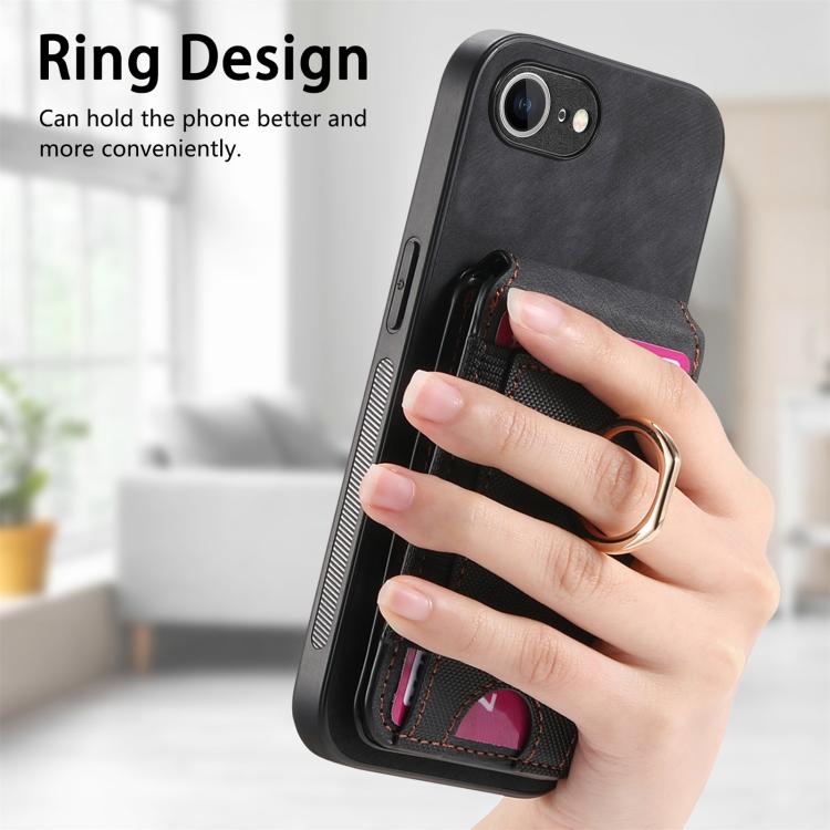 For iPhone 17e / 16e Retro Splitable Magnetic Stand Card Bag Leather Phone Case