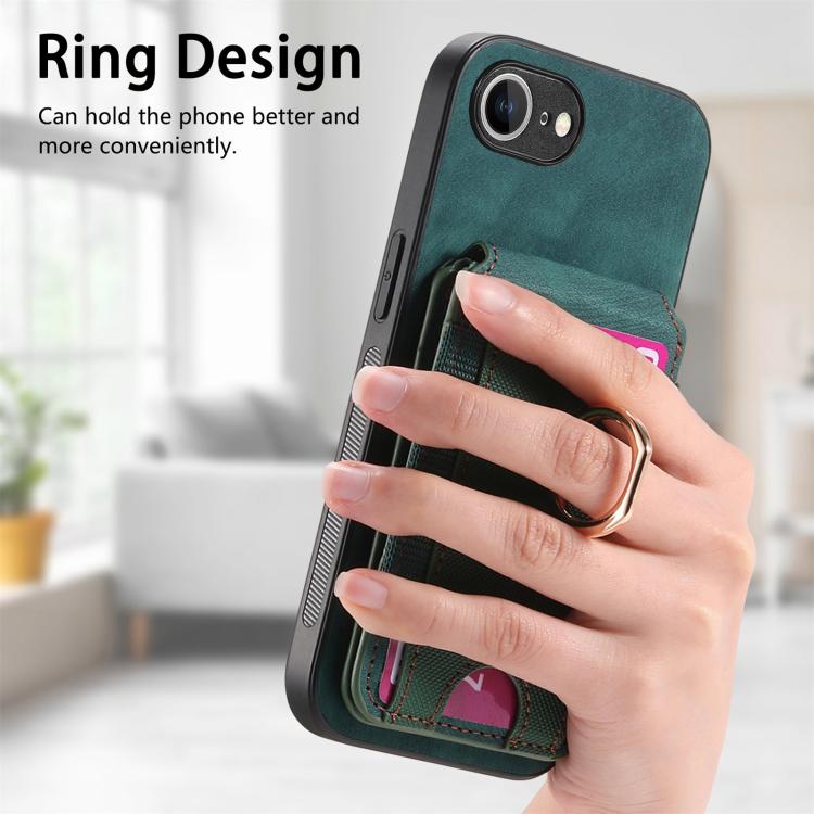 For iPhone 17e / 16e Retro Splitable Magnetic Stand Card Bag Leather Phone Case