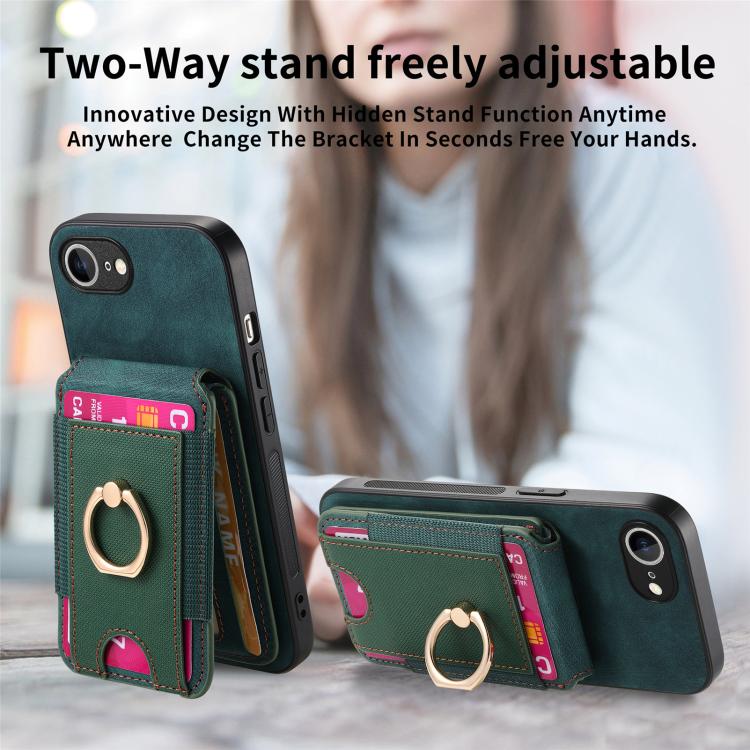 For iPhone 17e / 16e Retro Splitable Magnetic Stand Card Bag Leather Phone Case