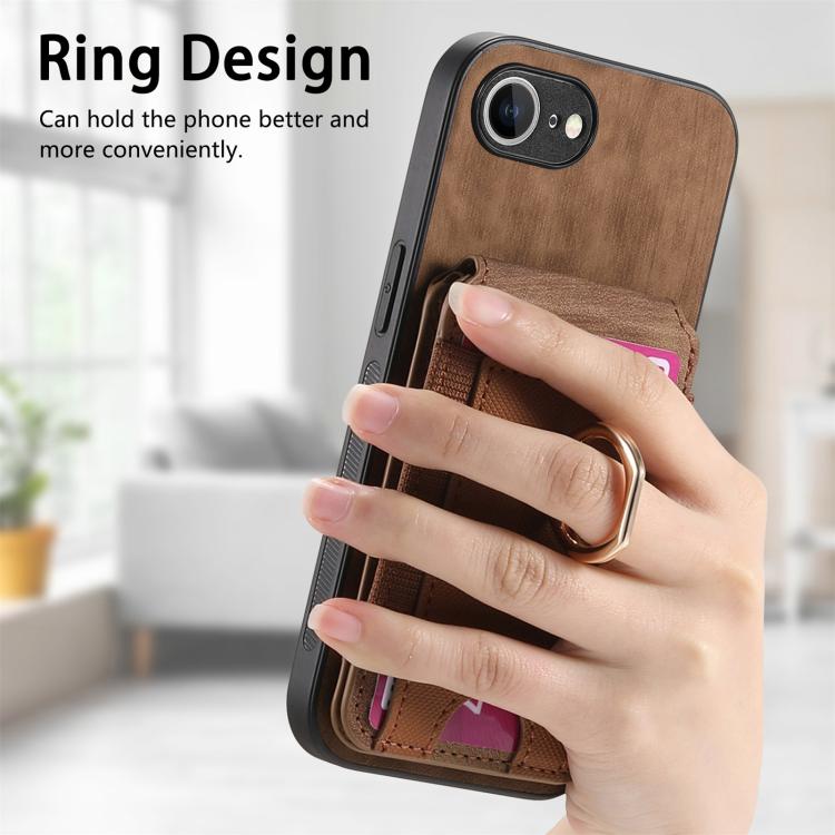 For iPhone 17e / 16e Retro Splitable Magnetic Stand Card Bag Leather Phone Case