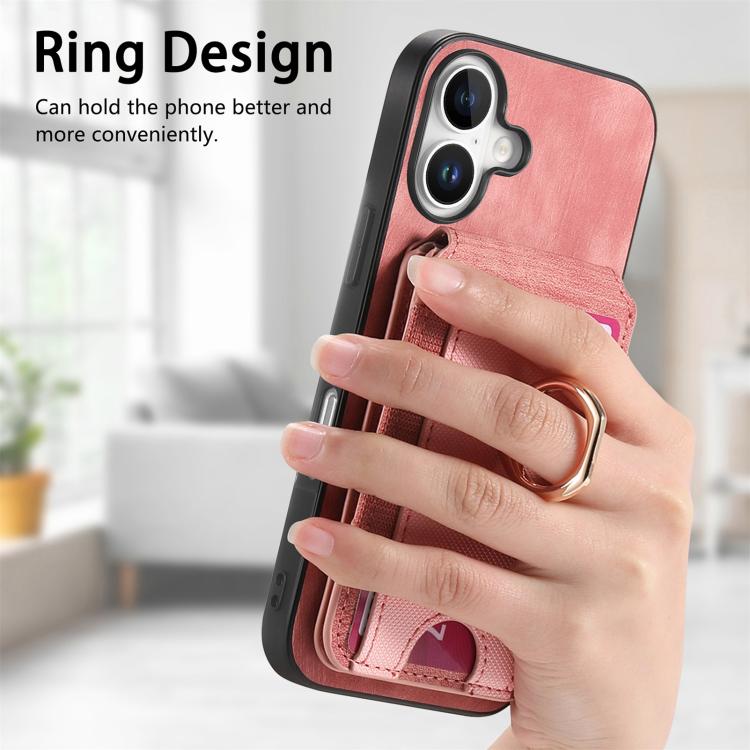 For iPhone 17 Retro Splitable Magnetic Stand Card Bag Leather Phone Case