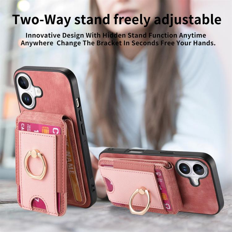 For iPhone 17 Retro Splitable Magnetic Stand Card Bag Leather Phone Case