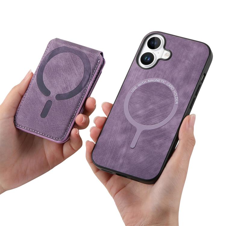 For iPhone 17 Retro Splitable Magnetic Stand Card Bag Leather Phone Case