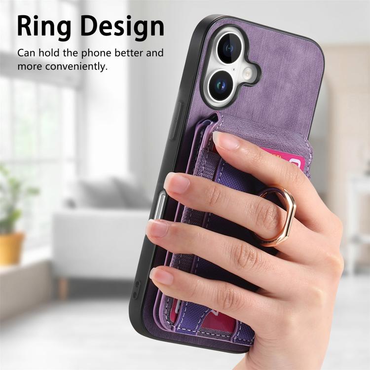 For iPhone 17 Retro Splitable Magnetic Stand Card Bag Leather Phone Case