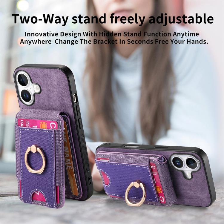 For iPhone 17 Retro Splitable Magnetic Stand Card Bag Leather Phone Case